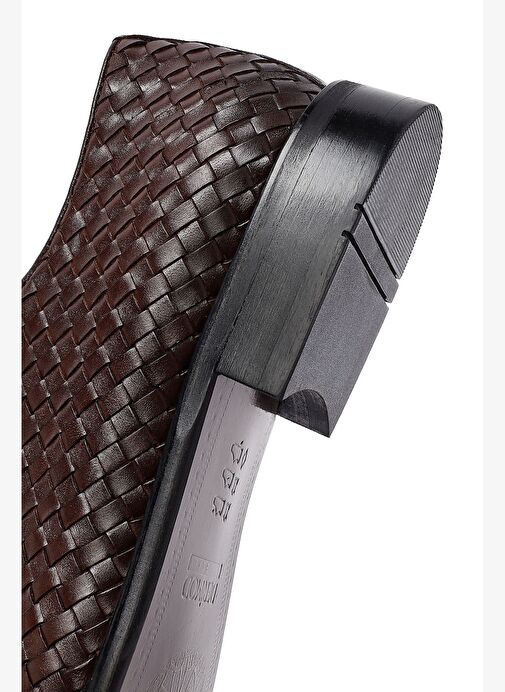 Erkek Kahverengi Örgülü Deri Klasik Ayakkabı 25SFD601529 - Görsel 9