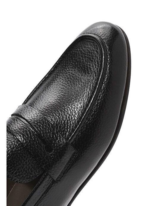 Erkek Siyah Deri Klasik Loafer 25SFD6018FT - Görsel 9