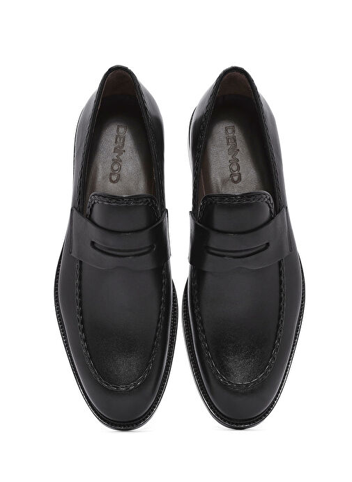 Erkek Siyah Deri Klasik Loafer 25SFD602118 - Görsel 8