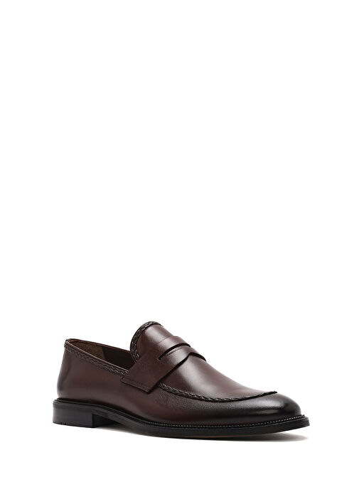 Erkek Kahverengi Deri Klasik Loafer 25SFD602118 - Görsel 7