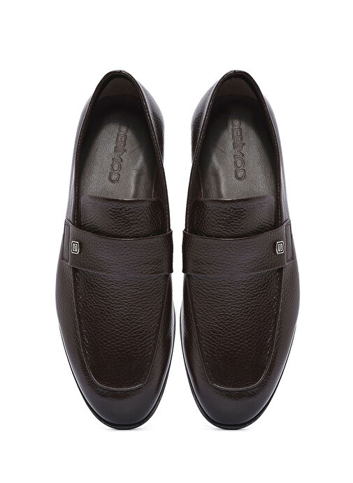 Erkek Kahverengi Deri Casual Loafer 25SFD6025FT - Görsel 8