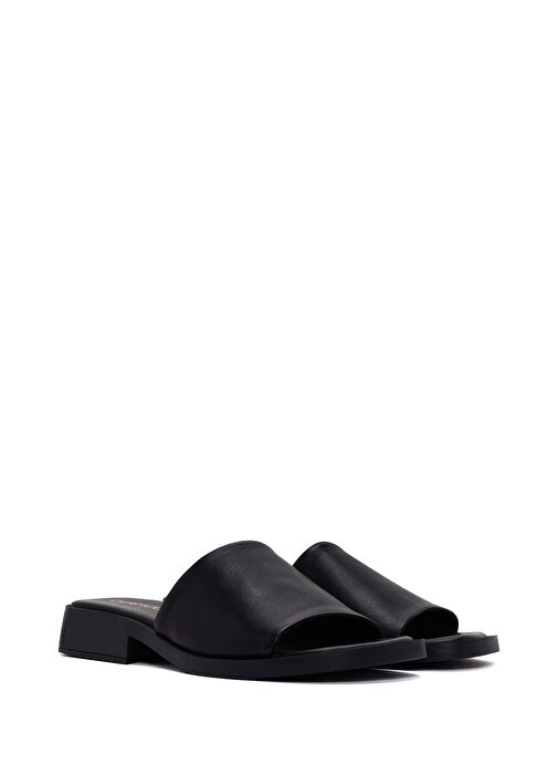 Derimod Derimod Kadın Siyah Casual Deri Terlik 25SFD200018 Sandalet & Terlik | Boyner Siyah - 4. görsel