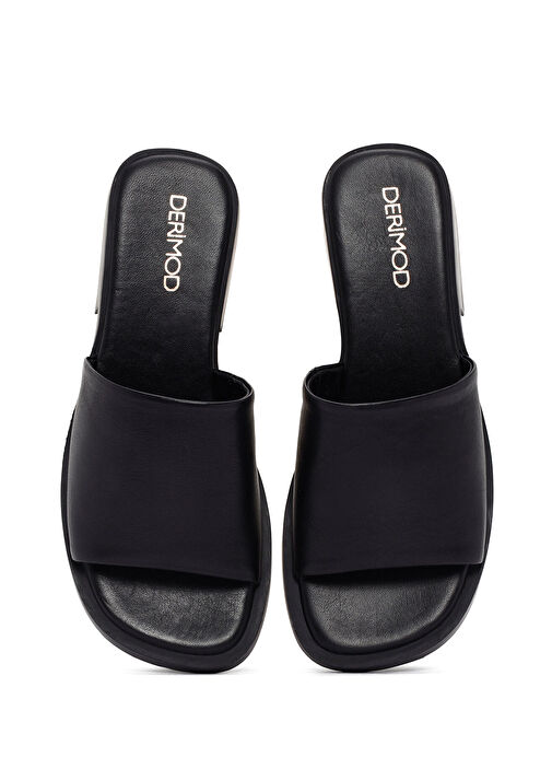 Derimod Derimod Kadın Siyah Casual Deri Terlik 25SFD200018 Sandalet & Terlik | Boyner Siyah - 8. görsel