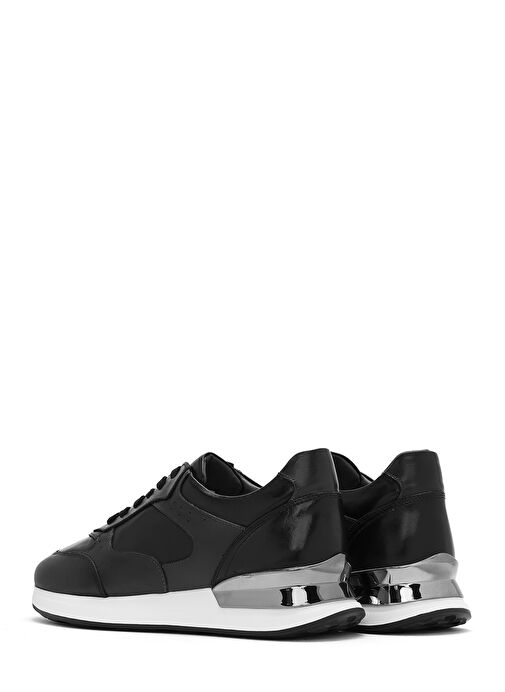 Erkek Siyah Bağcıklı Deri Sneaker 25SFD603818 - Görsel 6