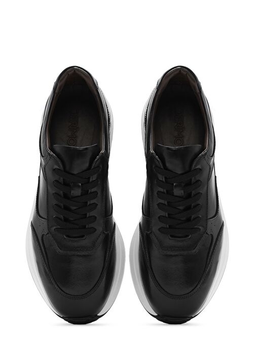 Erkek Siyah Bağcıklı Deri Sneaker 25SFD603818 - Görsel 8