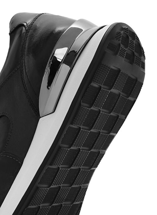 Erkek Siyah Bağcıklı Deri Sneaker 25SFD603818 - Görsel 9