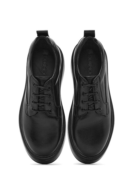 Erkek Siyah Bağcıklı Kalın Tabanlı Deri Casual Ayakkabı 25SFD603918 - Görsel 8