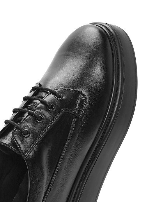 Erkek Siyah Bağcıklı Kalın Tabanlı Deri Casual Ayakkabı 25SFD603918 - Görsel 9