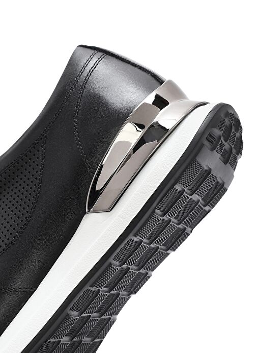 Erkek Siyah Bağcıklı Kalın Tabanlı Deri Sneaker 25SFD603718 - Görsel 9