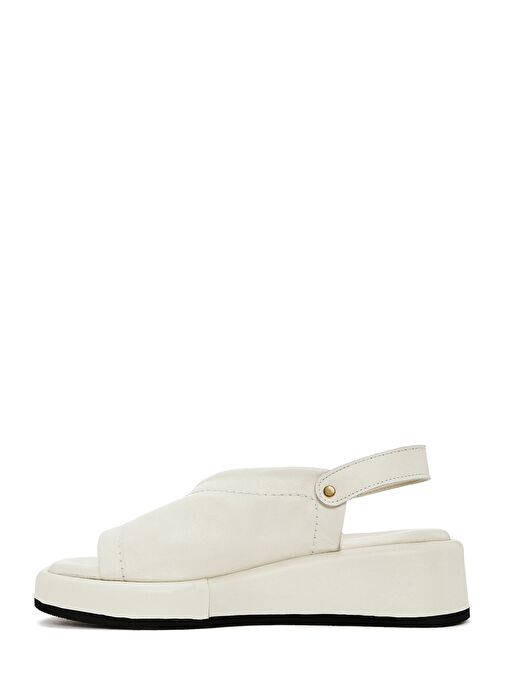 Kadın Bej Bilekten Tokalı Kalın Tabanlı Deri Sandalet 25SFD201318 - Görsel 3