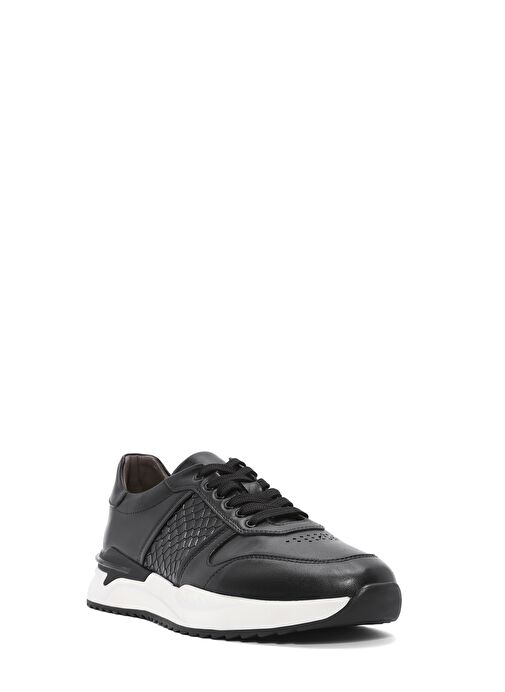 Erkek Siyah Bağcıklı Deri Casual Sneaker 25SFD603614 - Görsel 7