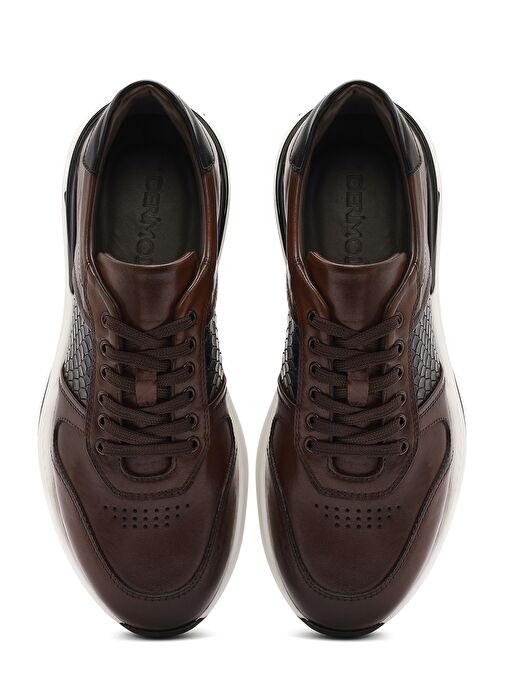 Erkek Taba Bağcıklı Deri Casual Sneaker 25SFD603614 - Görsel 8
