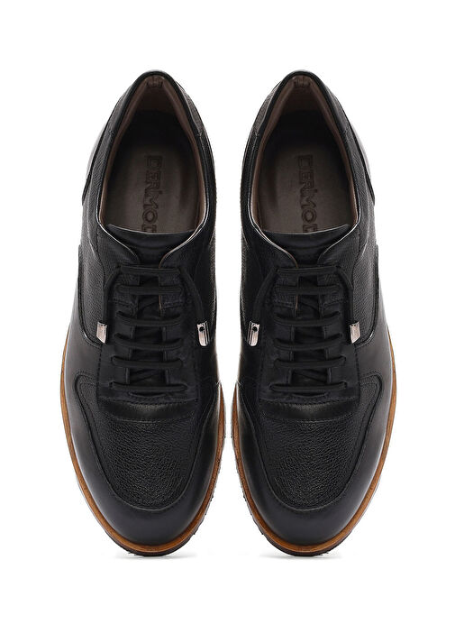 Erkek Siyah Bağcıklı Deri Casual Ayakkabı 25SFD603514 - Görsel 8