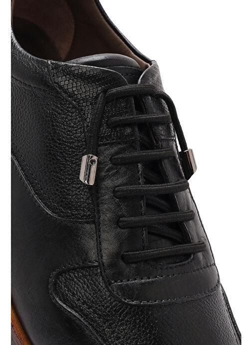 Erkek Siyah Bağcıklı Deri Casual Ayakkabı 25SFD603514 - Görsel 9