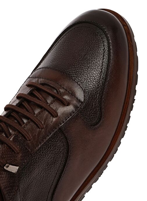 Erkek Kahverengi Bağcıklı Deri Casual Ayakkabı 25SFD603514 - Görsel 9