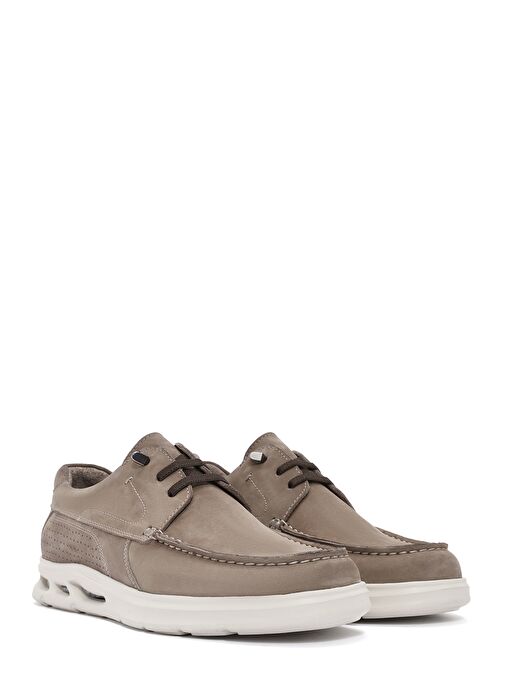 Erkek Bej Bağcıklı Nubuk Deri Loafer 25SFD6034V3 - Görsel 4