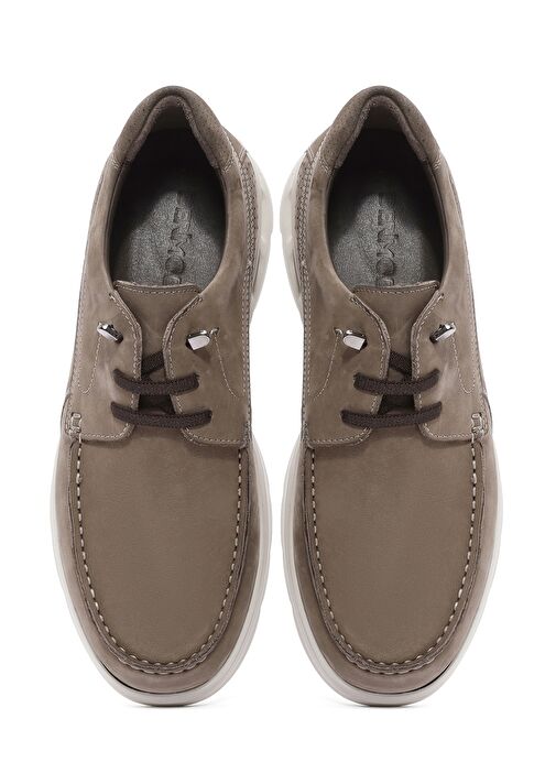 Erkek Bej Bağcıklı Nubuk Deri Loafer 25SFD6034V3 - Görsel 8