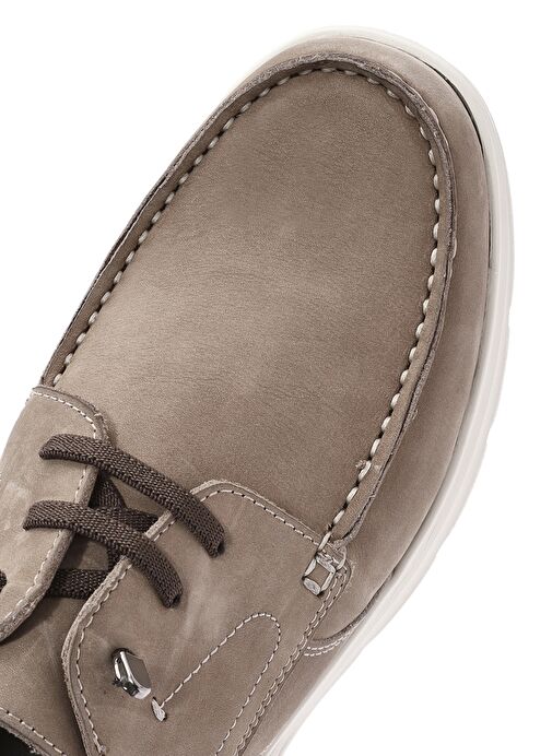 Erkek Bej Bağcıklı Nubuk Deri Loafer 25SFD6034V3 - Görsel 9