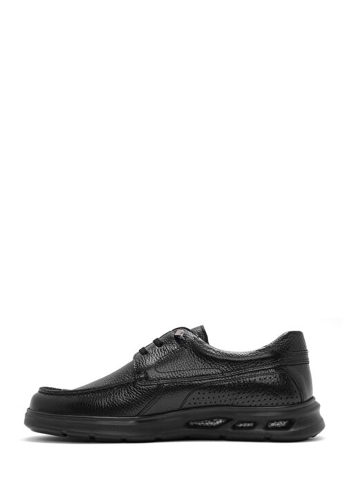 Erkek Siyah Bağcıklı Deri Casual Ayakkabı 25SFD6034FT - Görsel 3