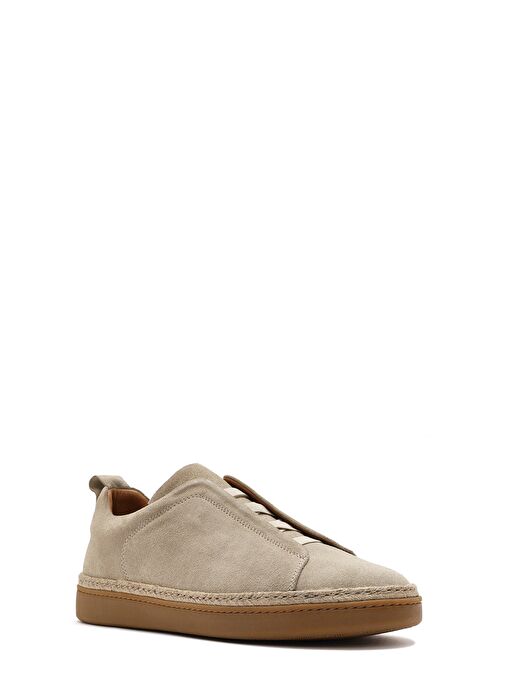 Erkek Bej Süet Deri Sneaker 25SFD631710 - Görsel 7