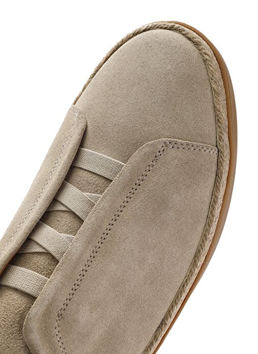 Erkek Bej Süet Deri Sneaker 25SFD631710 - Görsel 9