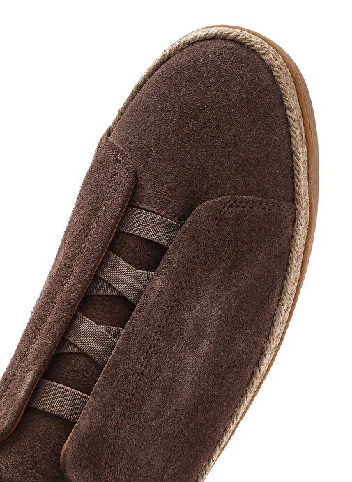 Erkek Vizon Süet Deri Sneaker 25SFD631710 - Görsel 9