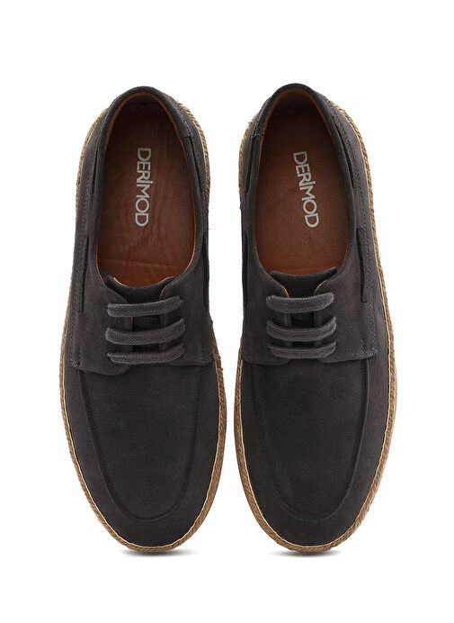 Erkek Gri Bağcıklı Süet Deri Casual Ayakkabı 25SFD631910 - Görsel 8