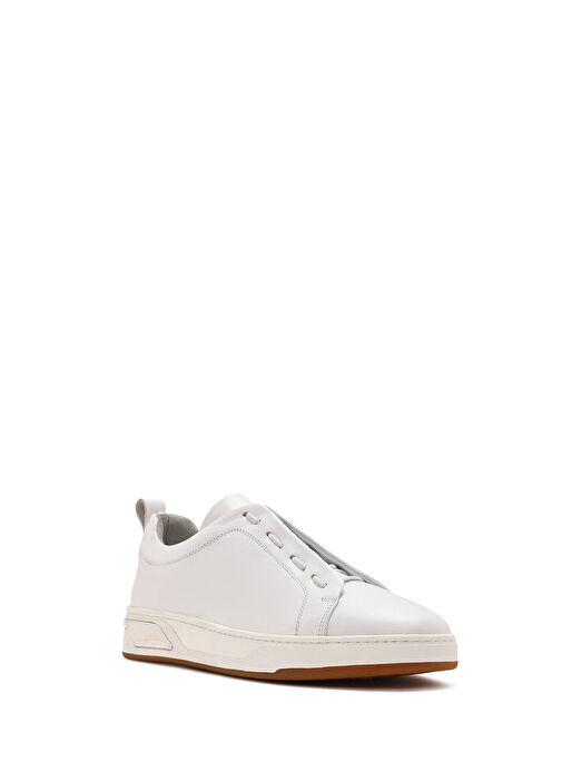 Erkek Beyaz Bağcıklı Deri Sneaker 25SFD632518 - Görsel 7