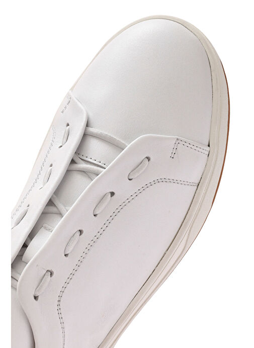 Erkek Beyaz Bağcıklı Deri Sneaker 25SFD632518 - Görsel 9