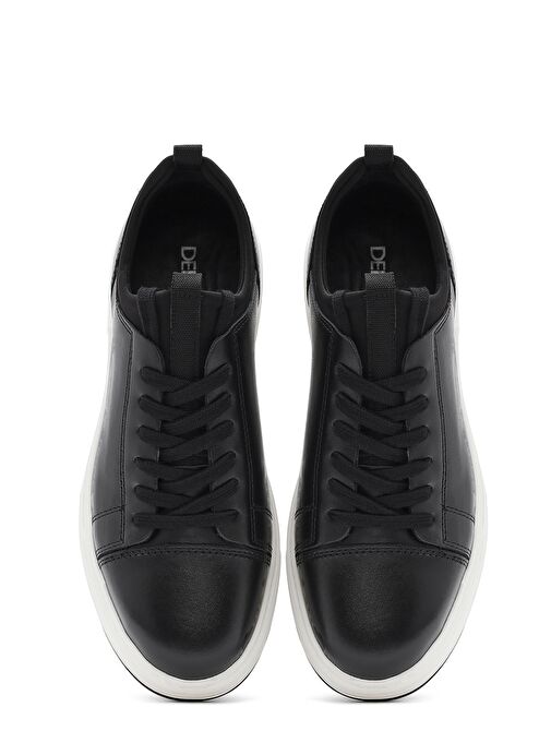Erkek Siyah Bağcıklı Deri Sneaker 25SFD632918 - Görsel 8