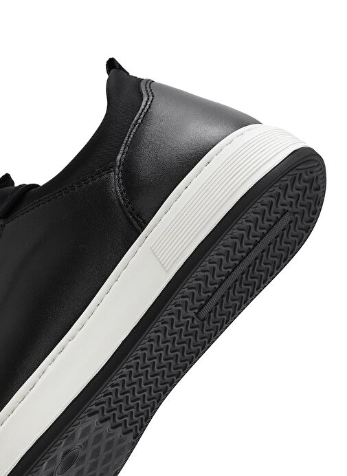Erkek Siyah Bağcıklı Deri Sneaker 25SFD632918 - Görsel 9