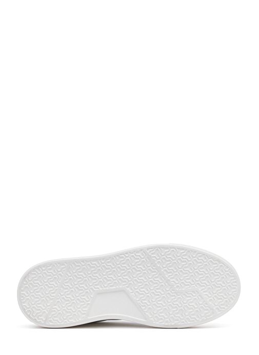 Erkek Beyaz Bağcıklı Kalın Tabanlı Deri Sneaker 25SFD7001FT - Görsel 5