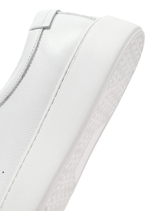 Erkek Beyaz Bağcıklı Kalın Tabanlı Deri Sneaker 25SFD7001FT - Görsel 9
