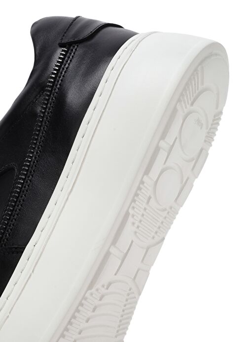 Erkek Siyah Bağcıklı Kalın Tabanlı Deri Sneaker 25SFD724218 - Görsel 9