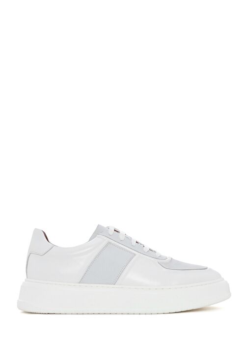 Erkek Beyaz Bağcıklı Deri Sneaker 25SFD724318 - Görsel 2