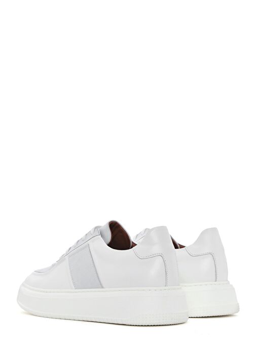 Erkek Beyaz Bağcıklı Deri Sneaker 25SFD724318 - Görsel 6