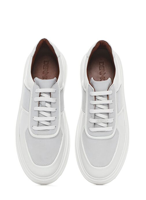 Erkek Beyaz Bağcıklı Deri Sneaker 25SFD724318 - Görsel 8