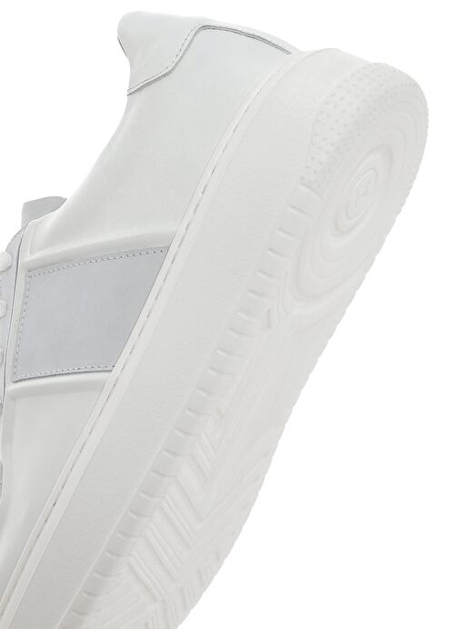Erkek Beyaz Bağcıklı Deri Sneaker 25SFD724318 - Görsel 9