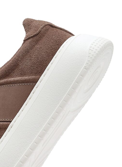 Erkek Bej Bağcıklı Kalın Tabanlı Süet Deri Sneaker 25SFD724310 - Görsel 9