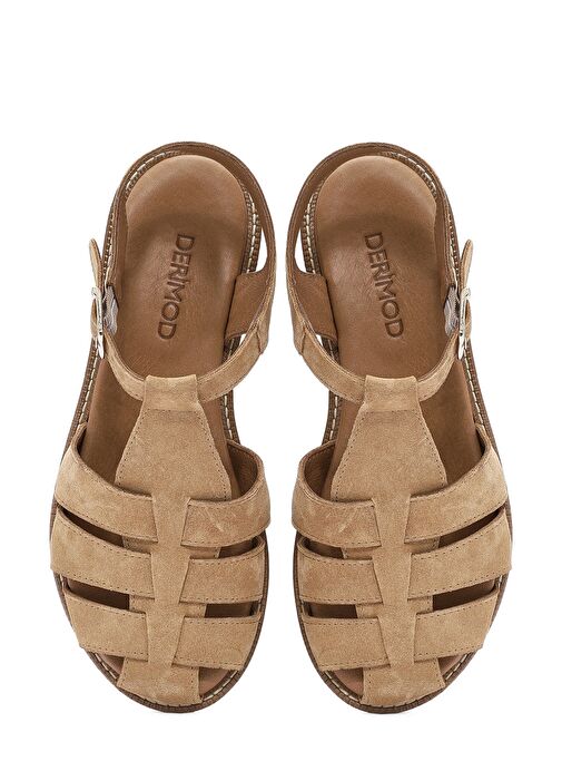 Derimod Derimod Kadın Bej Bilekten Tokalı Süet Deri Sandalet 25SFD201210 Sandalet & Terlik | Boyner Bej - 8. görsel