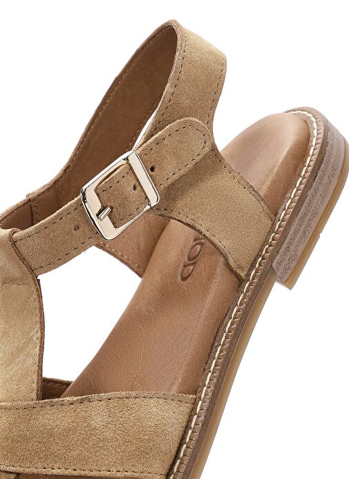 Derimod Derimod Kadın Bej Bilekten Tokalı Süet Deri Sandalet 25SFD201210 Sandalet & Terlik | Boyner Bej - 9. görsel
