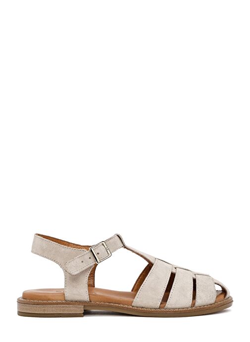 Kadın Vizon Bilekten Tokalı Süet Deri Sandalet 25SFD201210 - Görsel 2