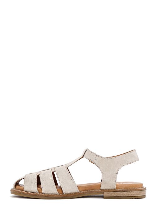 Kadın Vizon Bilekten Tokalı Süet Deri Sandalet 25SFD201210 - Görsel 3