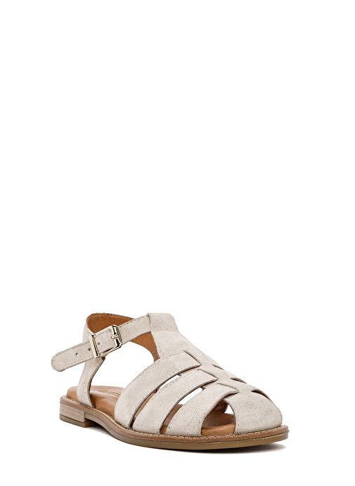 Kadın Vizon Bilekten Tokalı Süet Deri Sandalet 25SFD201210 - Görsel 7