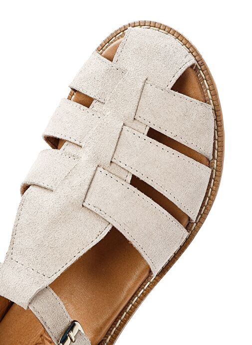 Kadın Vizon Bilekten Tokalı Süet Deri Sandalet 25SFD201210 - Görsel 9