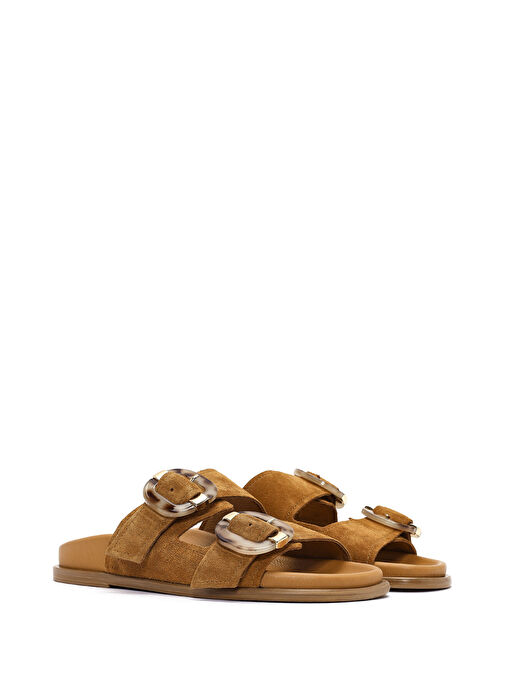 Derimod Taba Kadın Süet Terlik 25SFD200710 - Görsel 4