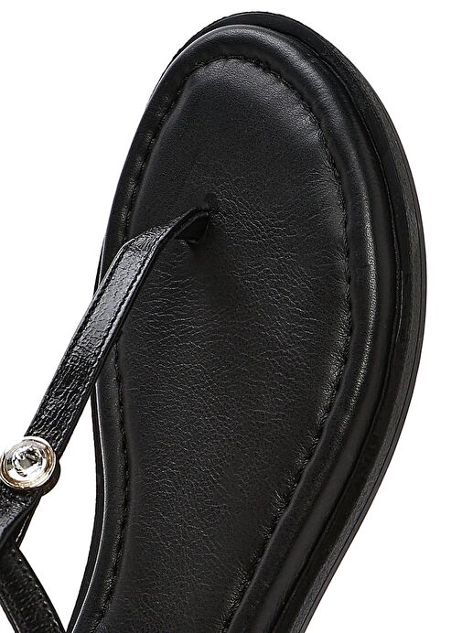 Kadın Siyah Tokalı Parmak Arası Rugan Deri Sandalet 25SFD201016 - Görsel 9