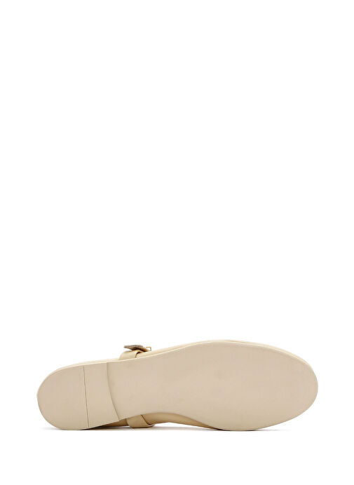 Kadın Krem Tokalı Deri Babet 25SFD201918 - Görsel 5