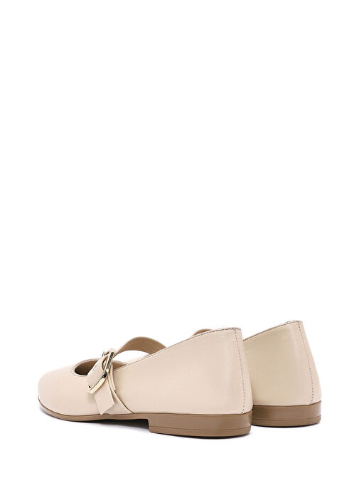 Kadın Bej Tokalı Deri Babet 25SFD202118 - Görsel 6