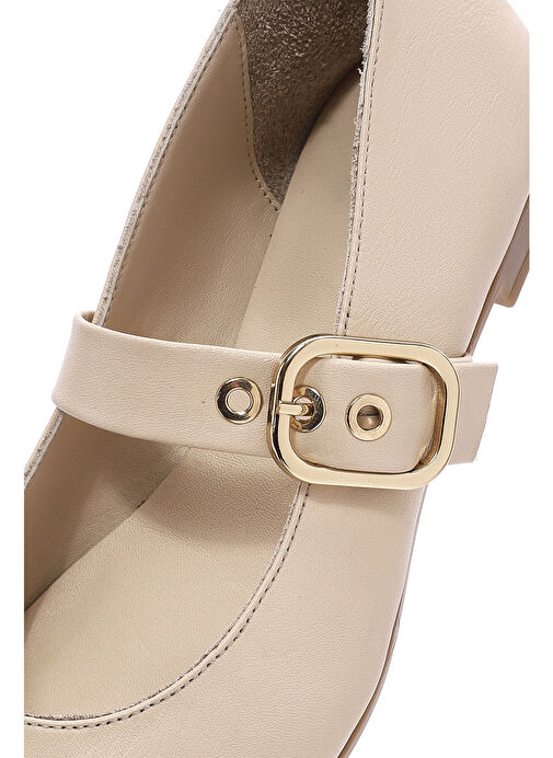 Kadın Bej Tokalı Deri Babet 25SFD202118 - Görsel 9